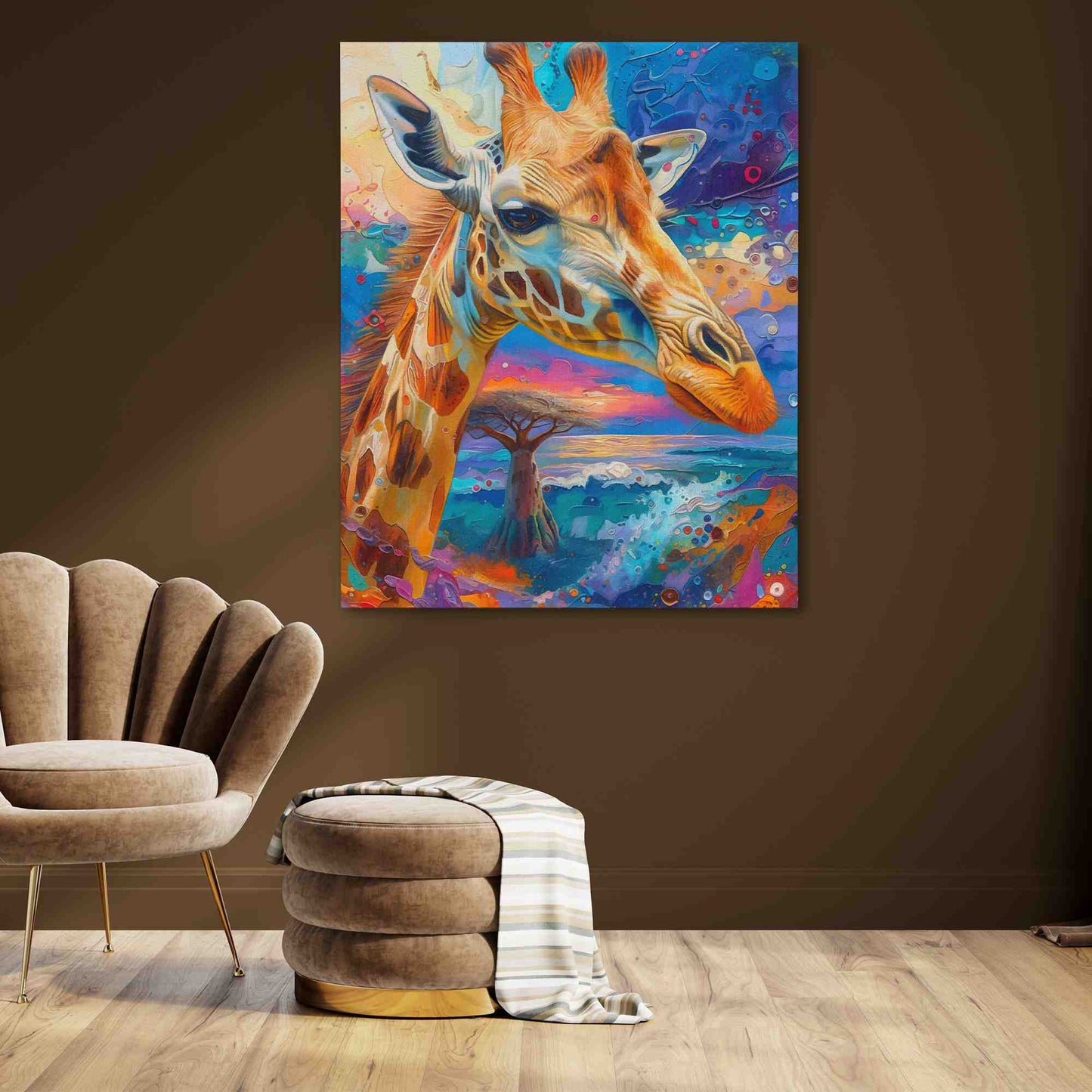 African Trip - Blue Animals Canvas Print