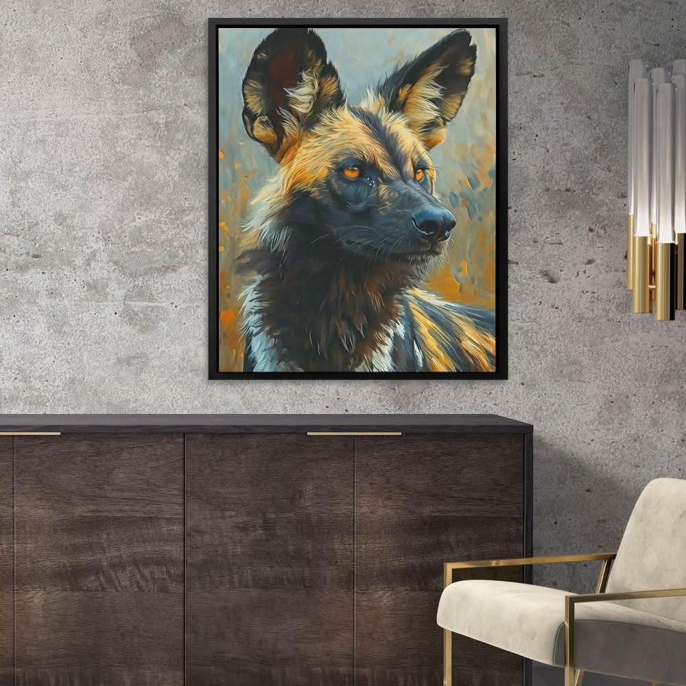 African Wild Dog - Beige Wall Art