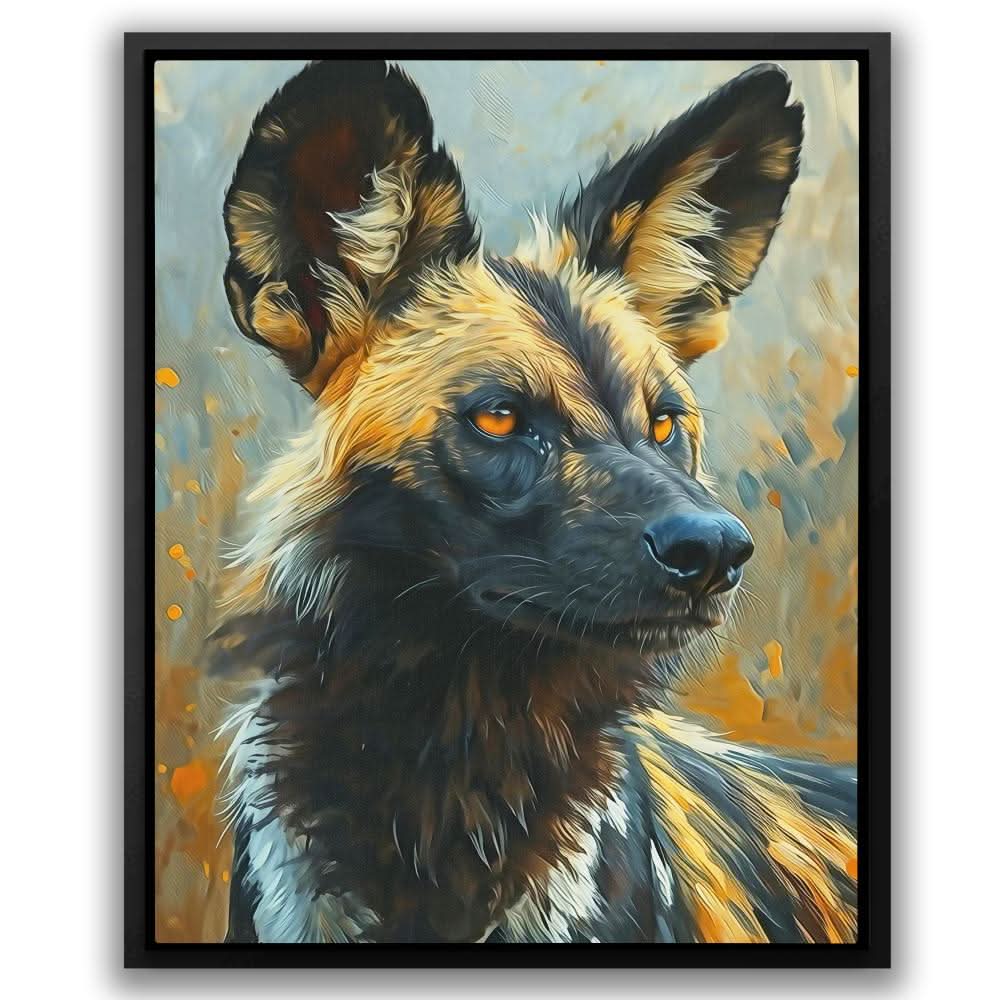 African Wild Dog - Beige Canvas Wall Art