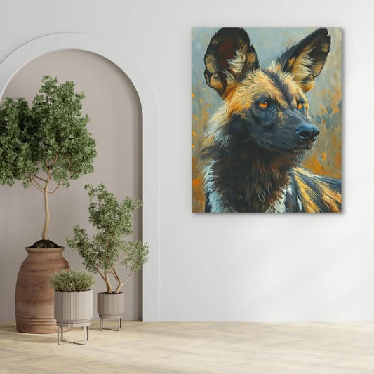 African Wild Dog - Wall Art in Black Frame