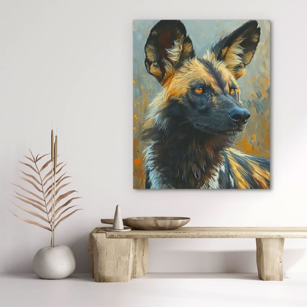 African Wild Dog - Animals Wall Art in Black Frame