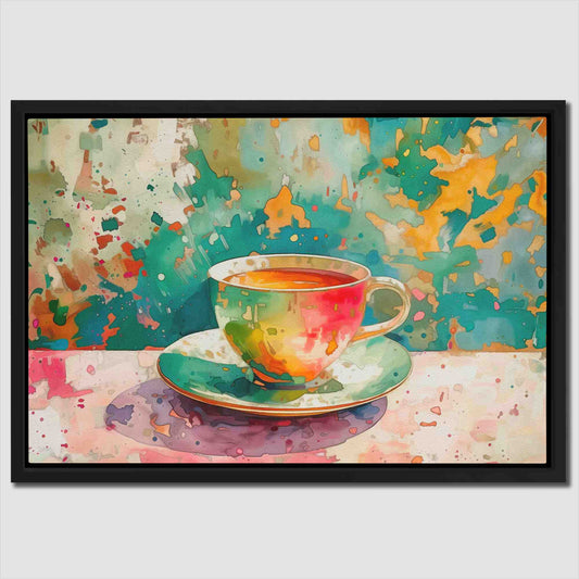 Afternoon Tea - Watercolor Wall Art in Black Frame