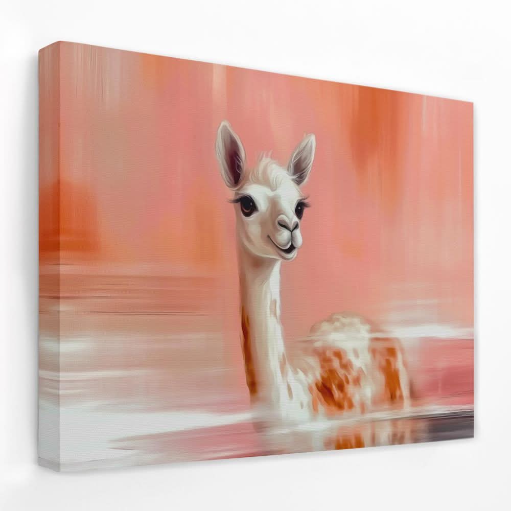 Al Paca Peach - Alpaca Canvas Wall Art