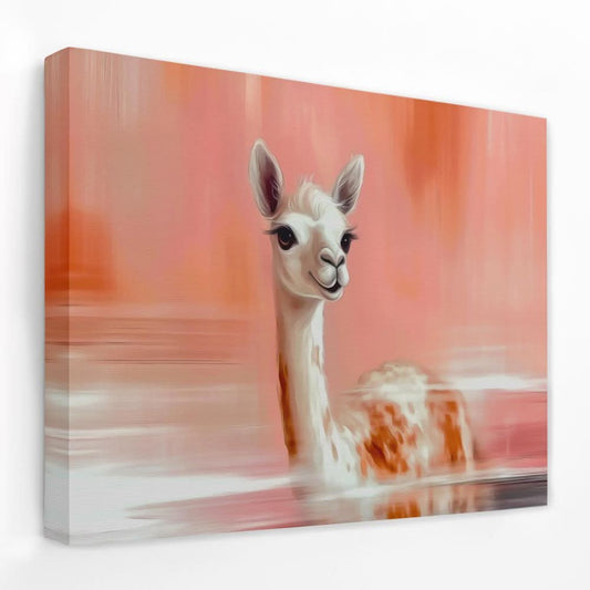 Al Paca Peach - Alpaca Canvas Wall Art