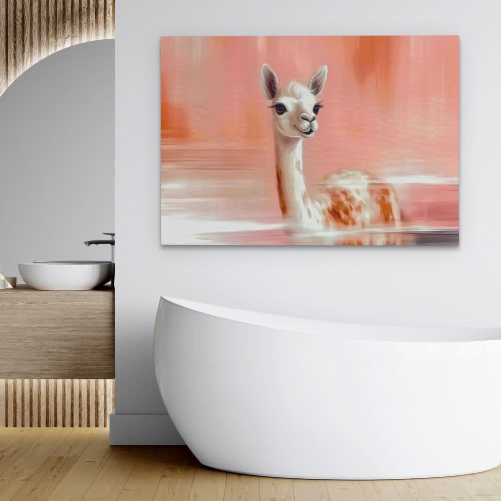 Al Paca Peach - Alpaca Art for Bedroom