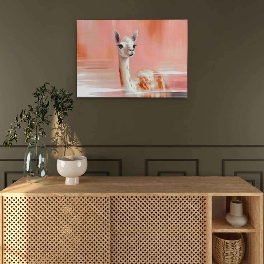 Al Paca Peach - Oversized Alpaca Canvas Wall Art