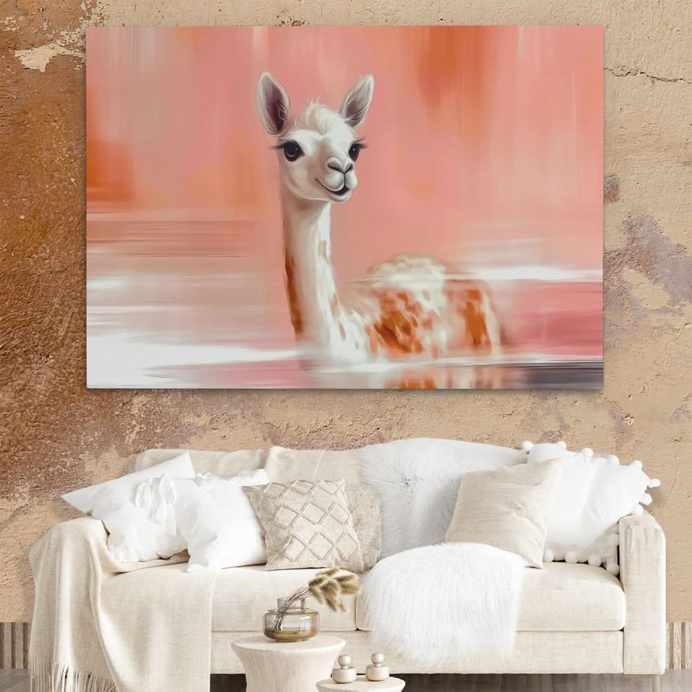 Al Paca Peach - Large Modern Canvas Print