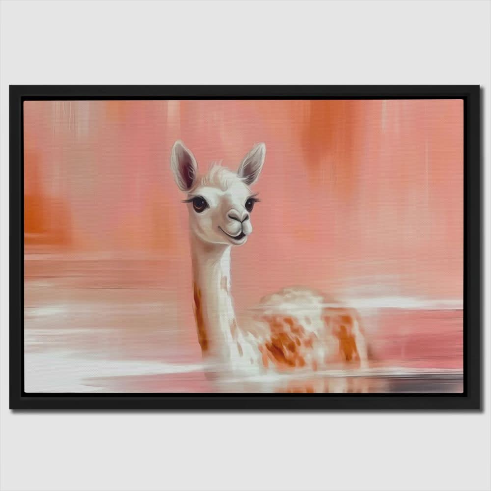 Al Paca Peach - Animals Wall Art in Black Frame