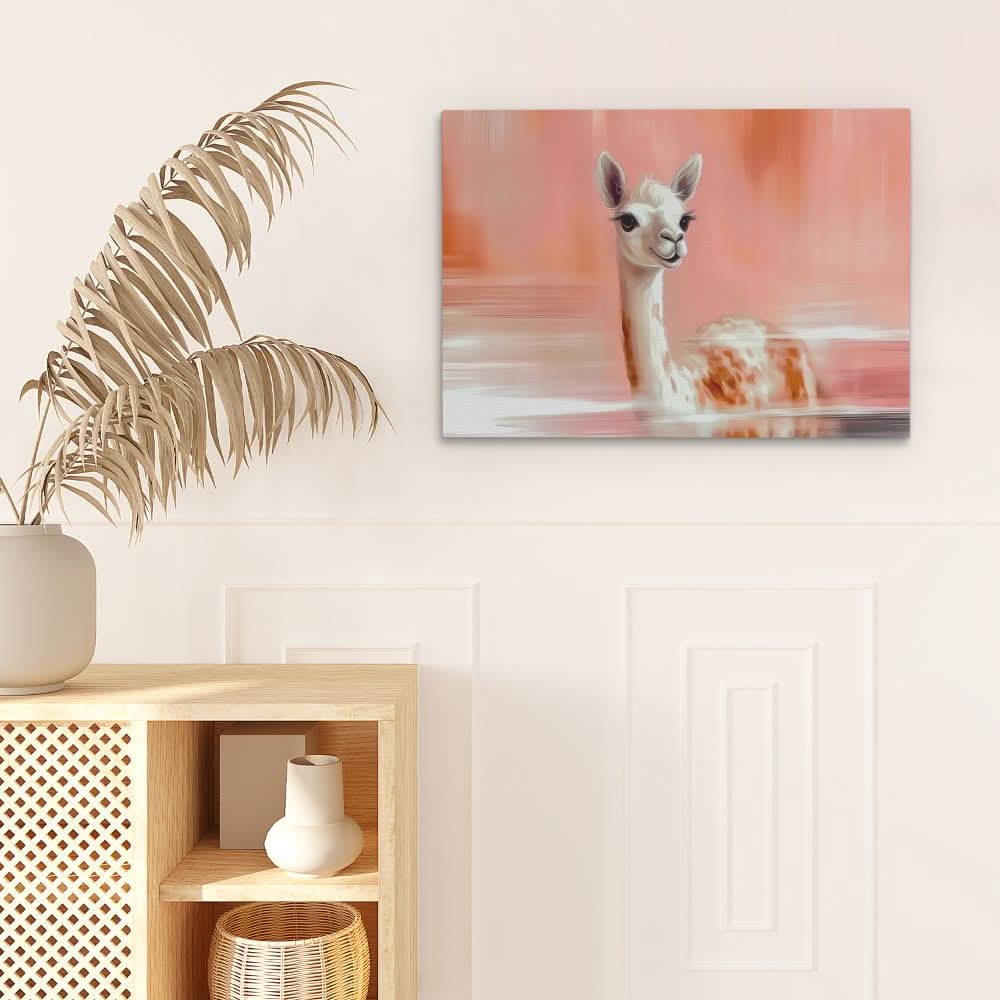 Al Paca Peach - Neutral Wall Art for Hallway