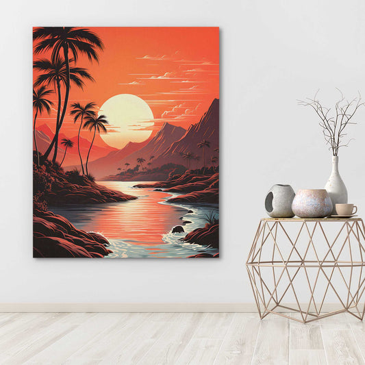 Alabaster Sunset - Vaporwave Wall Art in Black Frame