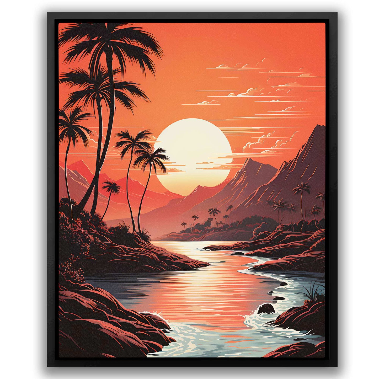 Alabaster Sunset - Vaporwave Red Canvas Wall Art