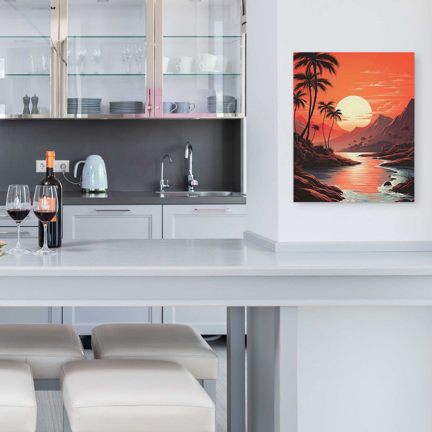 Alabaster Sunset - Illustrations Wall Art in Black Frame