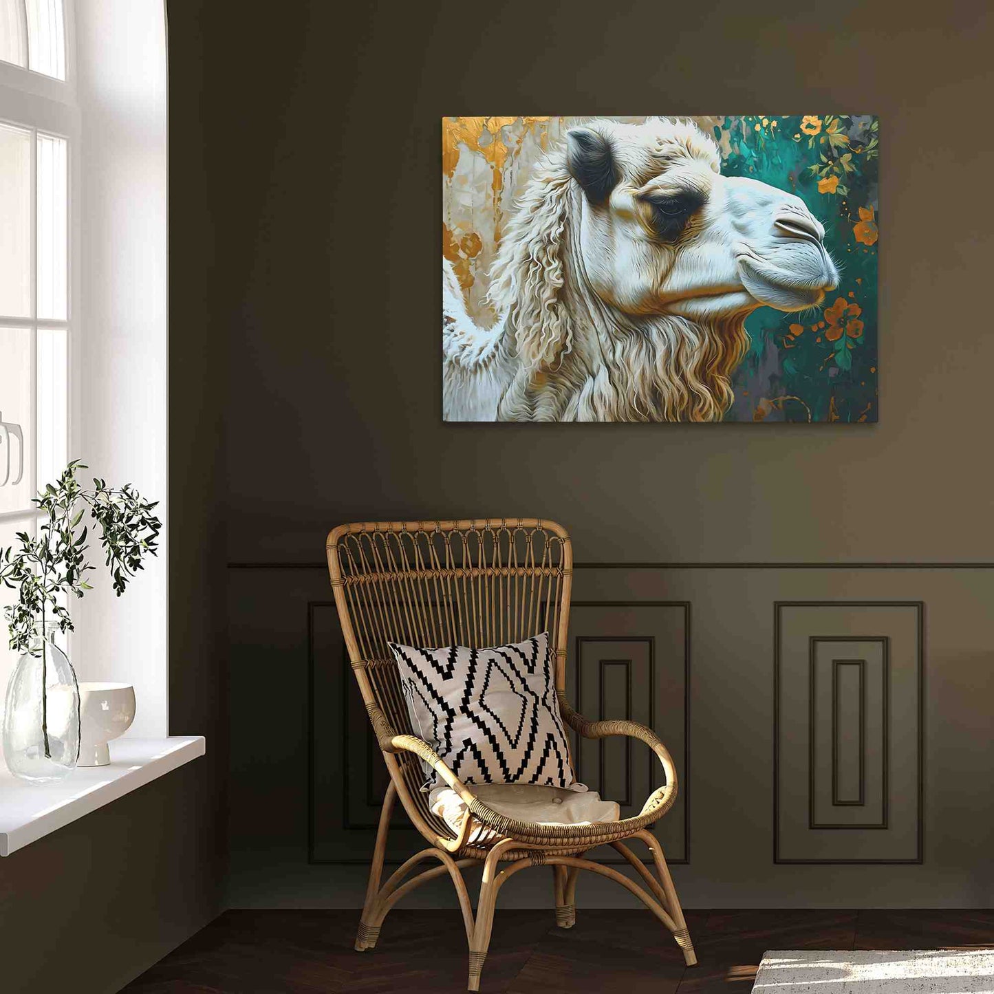 Albino Camel - Gold Animals Canvas Print