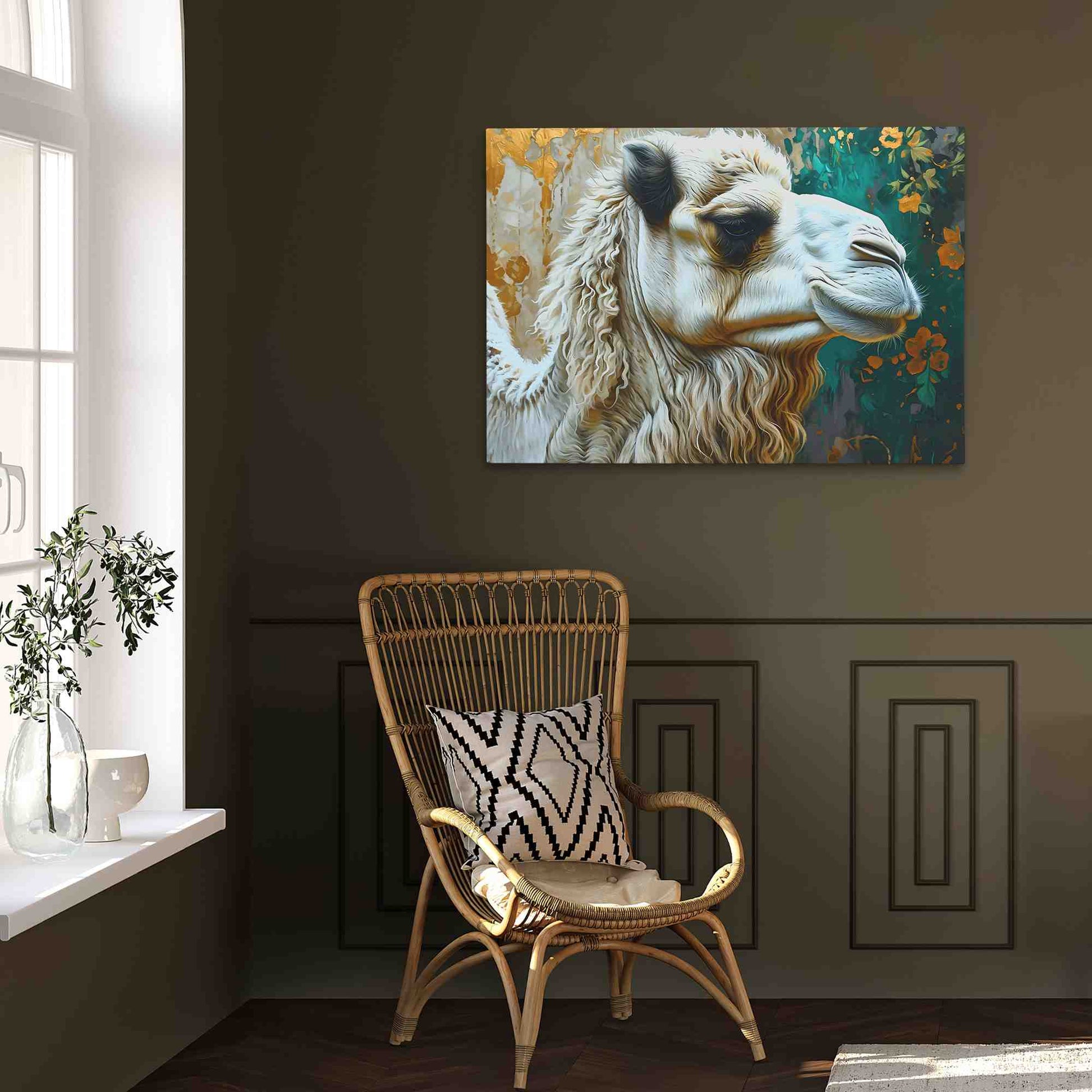 Albino Camel - Gold Animals Canvas Print