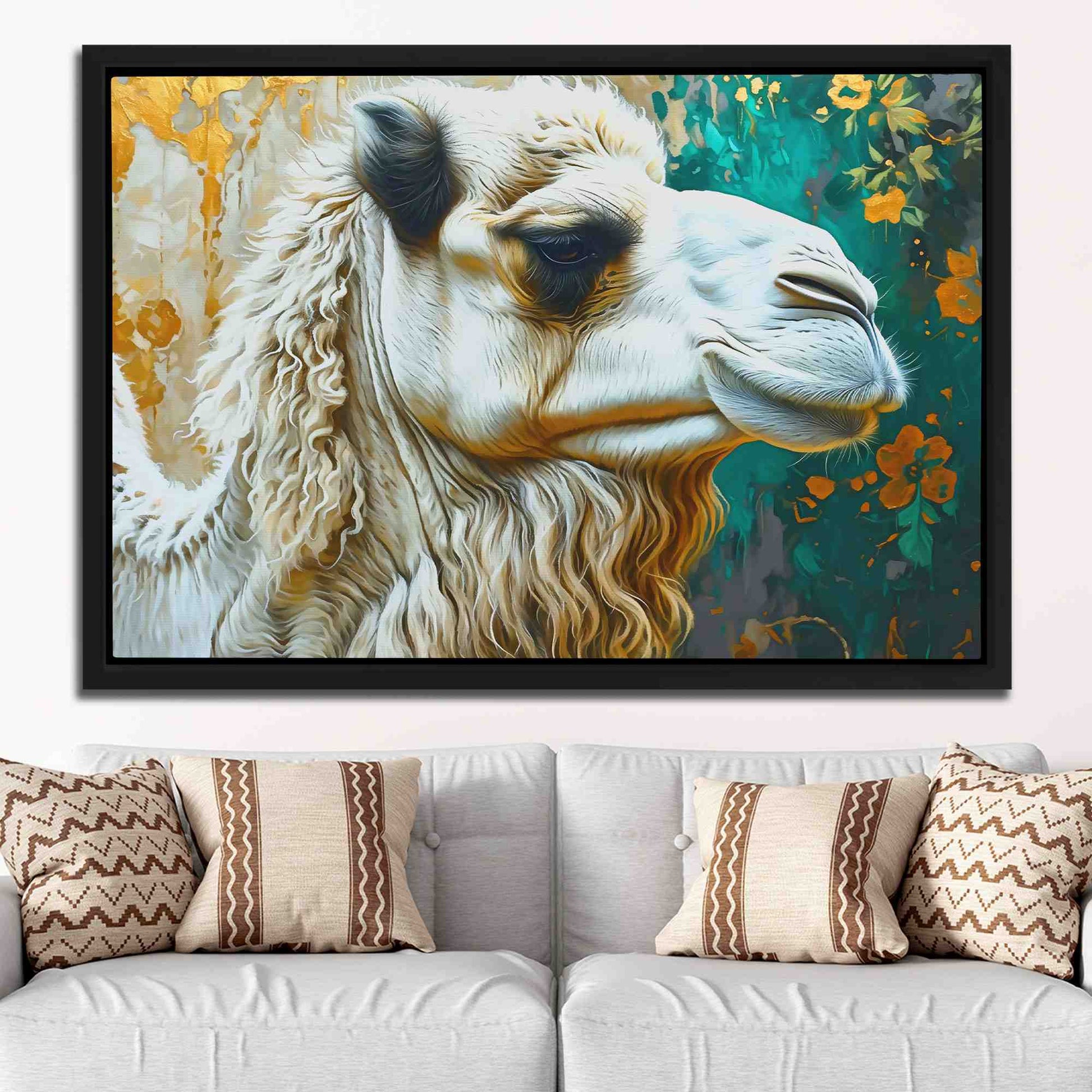 Albino Camel - Animals Wall Art in Black Frame