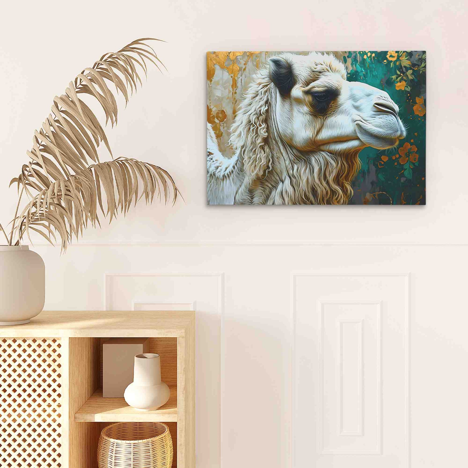 Albino Camel - Gold Canvas Wall Art