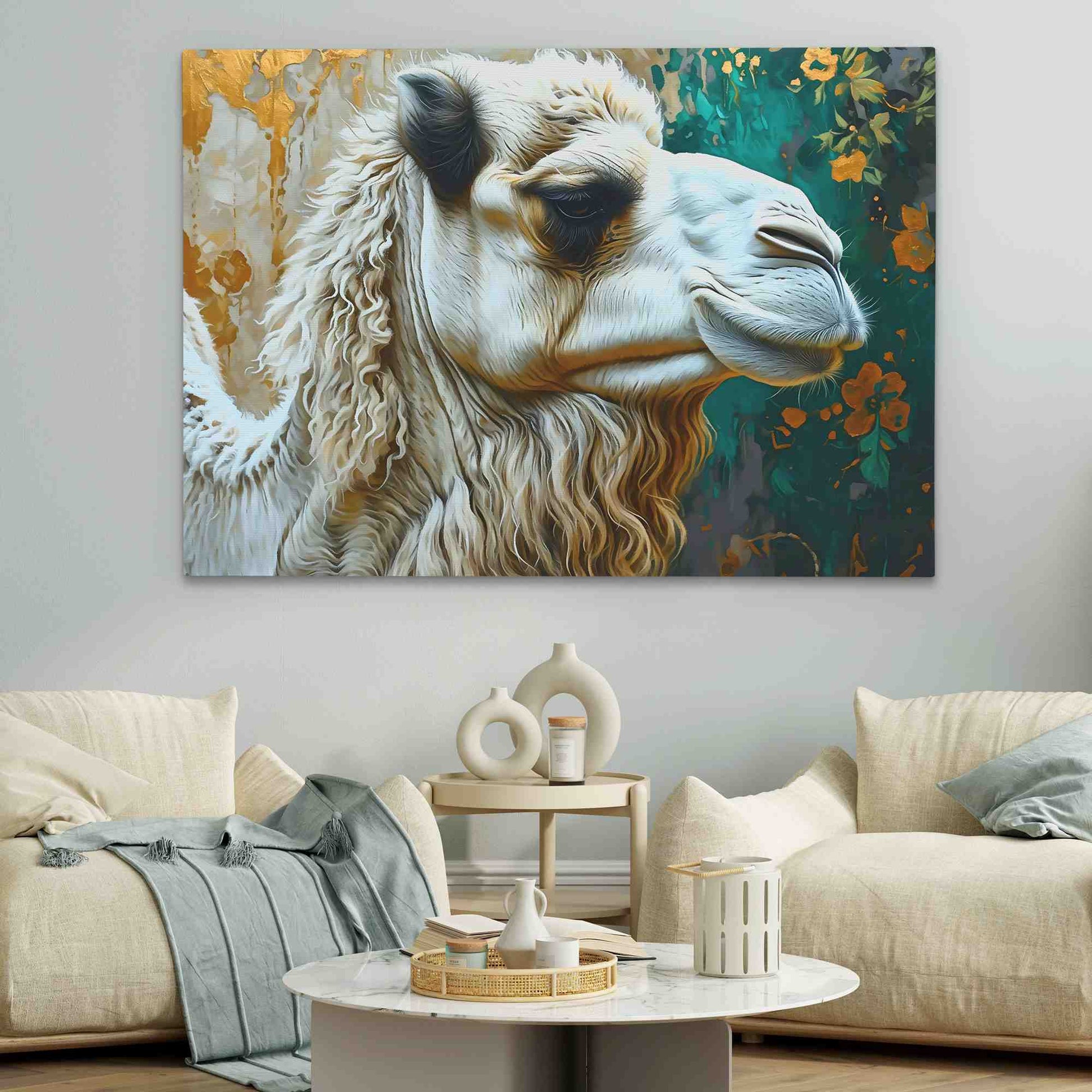 Albino Camel - Gold Wall Art for Living Room