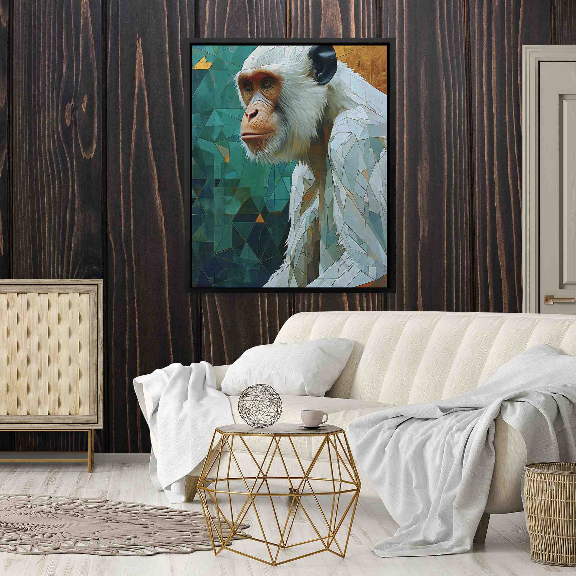 Albino Chimpanzee - Animals Wall Art in Black Frame