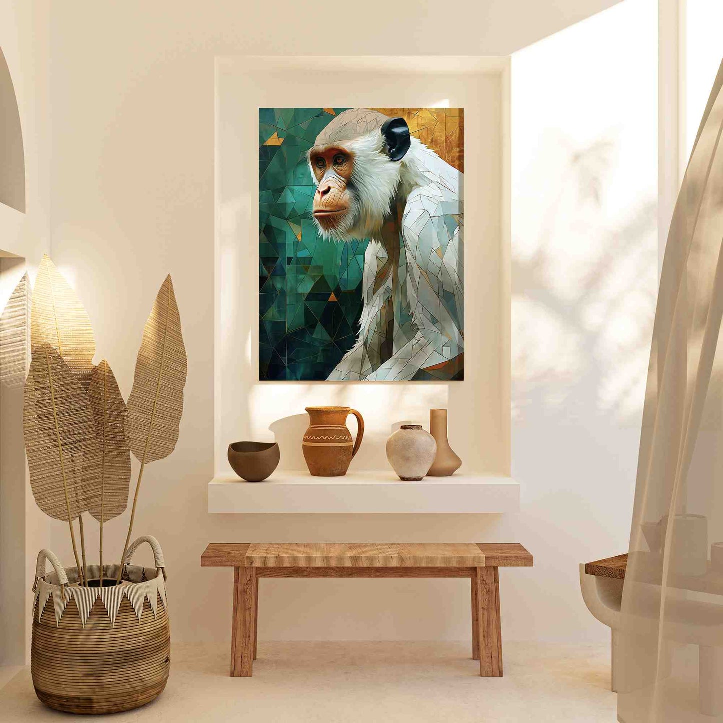 Albino Chimpanzee - Gold Canvas Wall Art