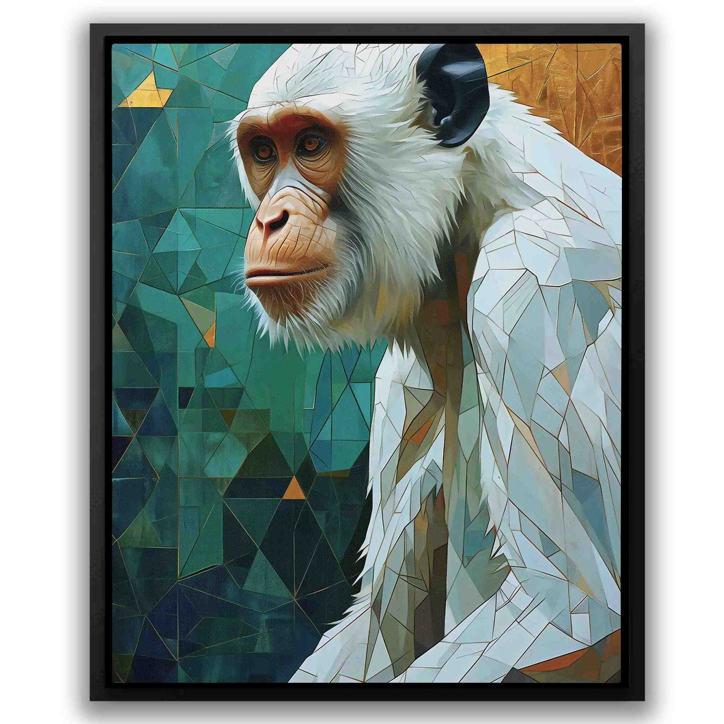 Albino Chimpanzee - Gold Animals Canvas Print