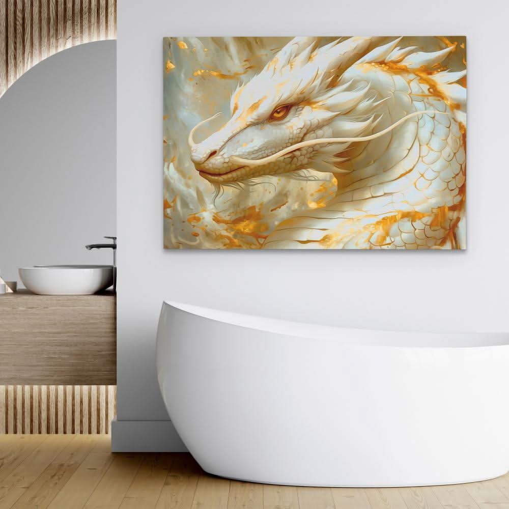 Albino Dragon - Gold Wall Art