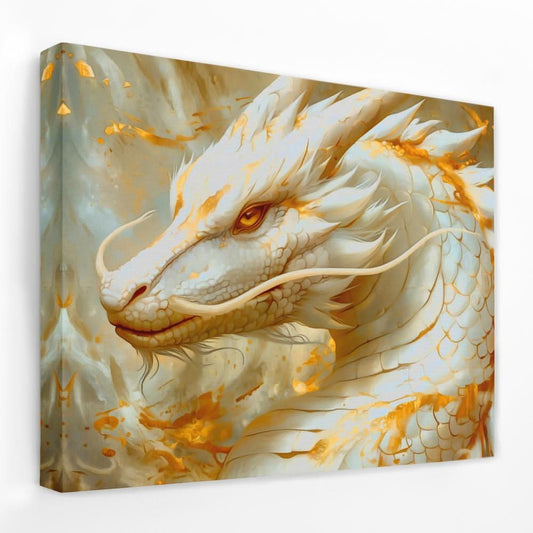 Albino Dragon - Fantasy Wall Art in Black Frame