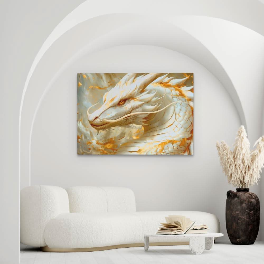Albino Dragon - Large Fantasy Canvas Print