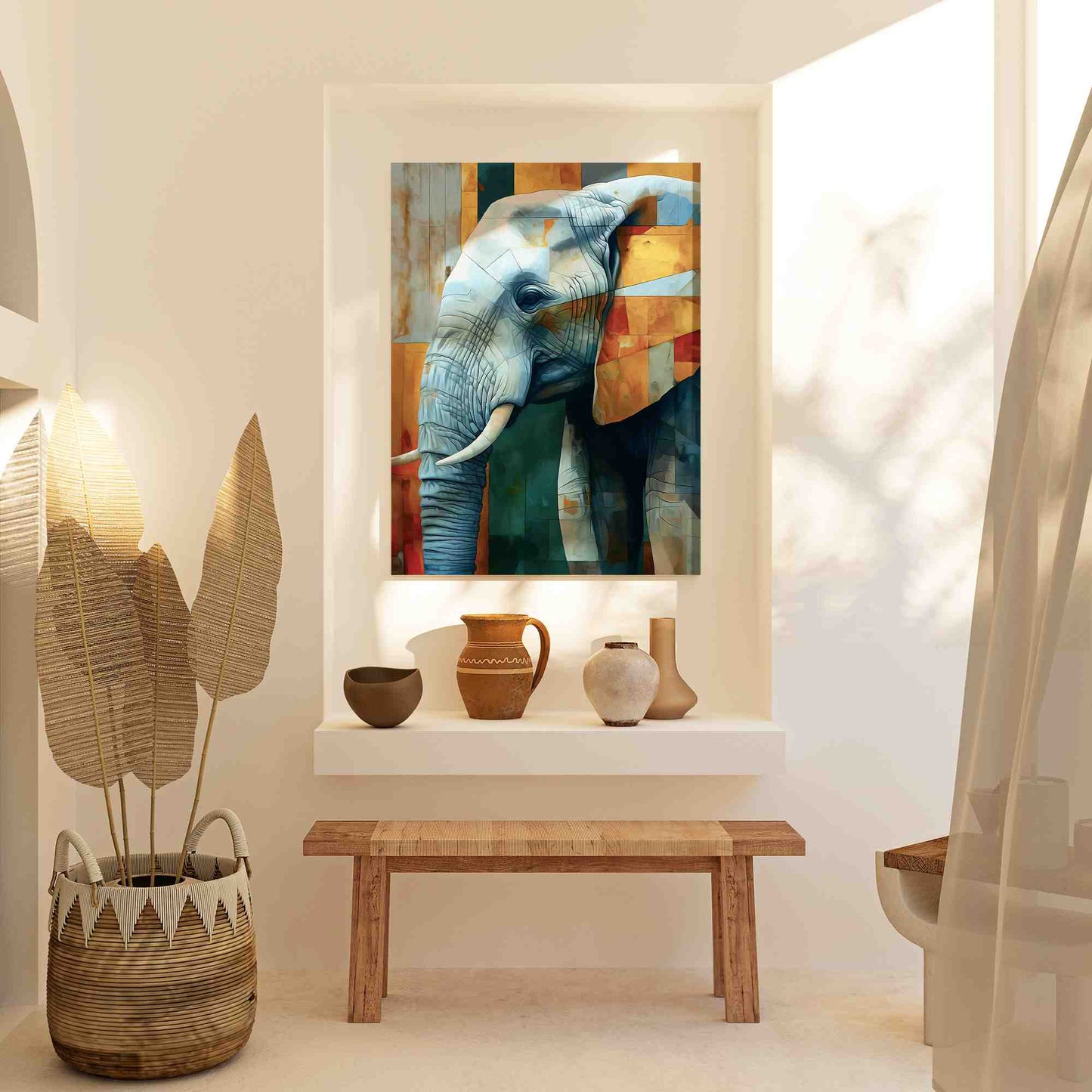 Albino Elephant - Gold Canvas Wall Art