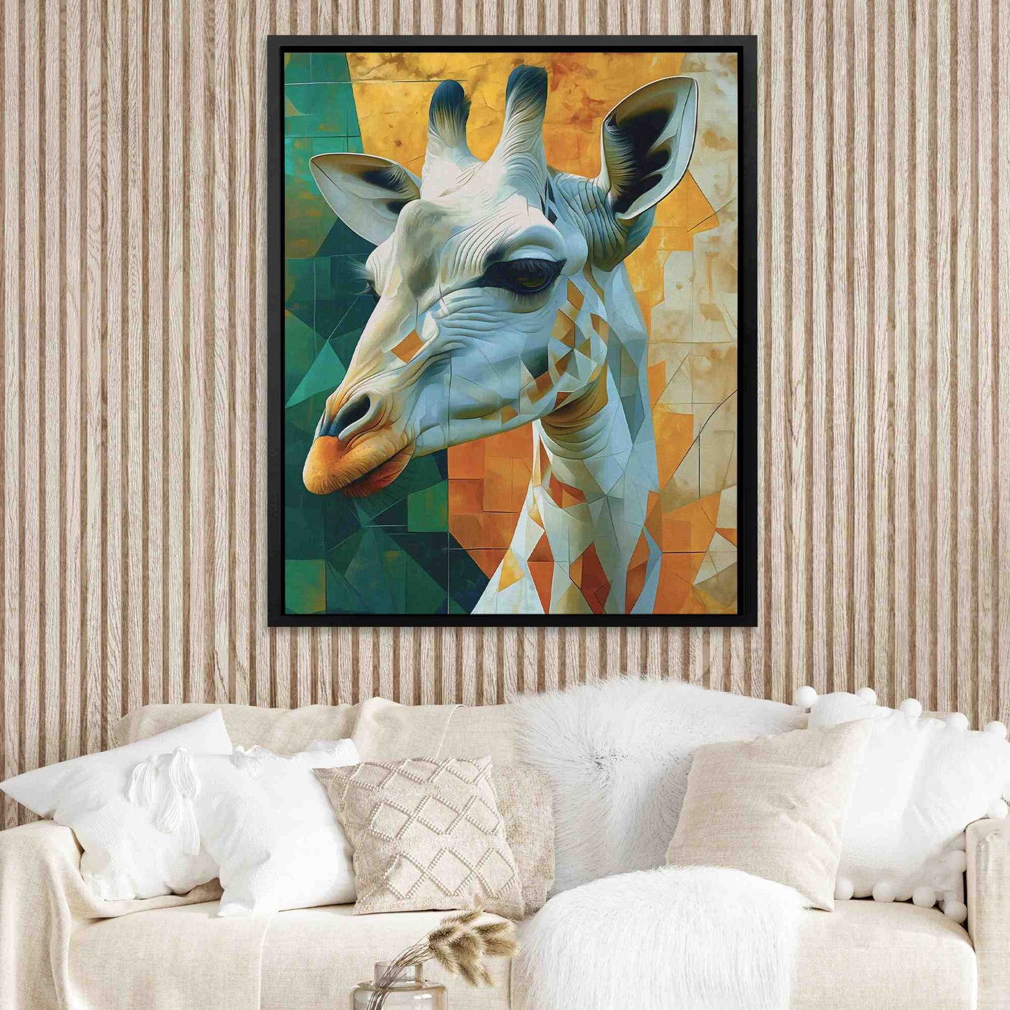 Albino Giraffe - Gold Wall Art for Living Room