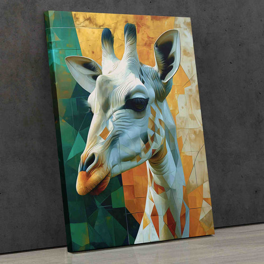 Albino Giraffe - Geometric Wall Art in Black Frame