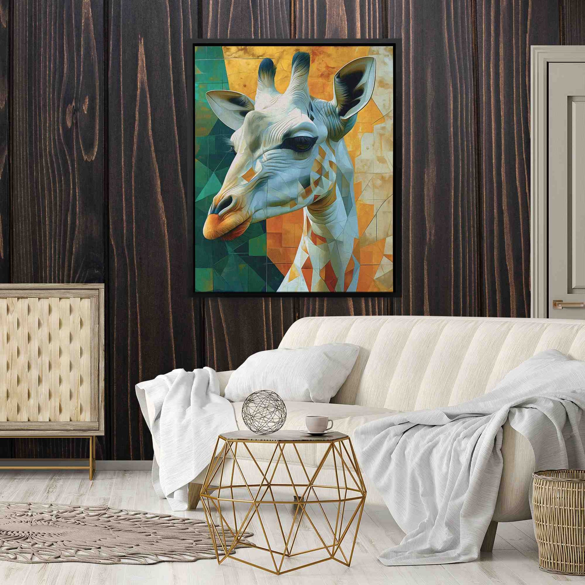 Albino Giraffe - Large Geometric Canvas Print