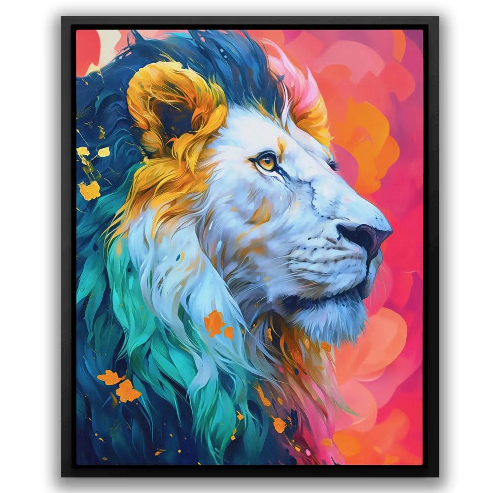 Albino Lion - Pink Animals Canvas Print