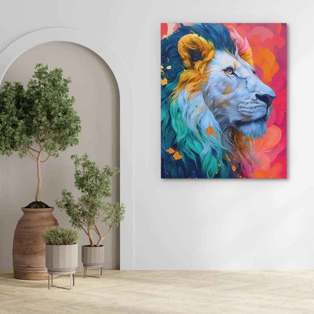 Albino Lion - Large Pop Art Canvas Print