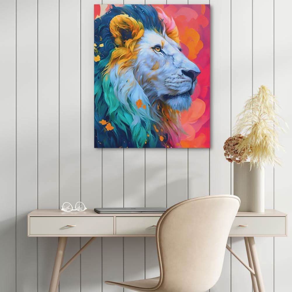 Albino Lion - Pink Wall Art for Lounge