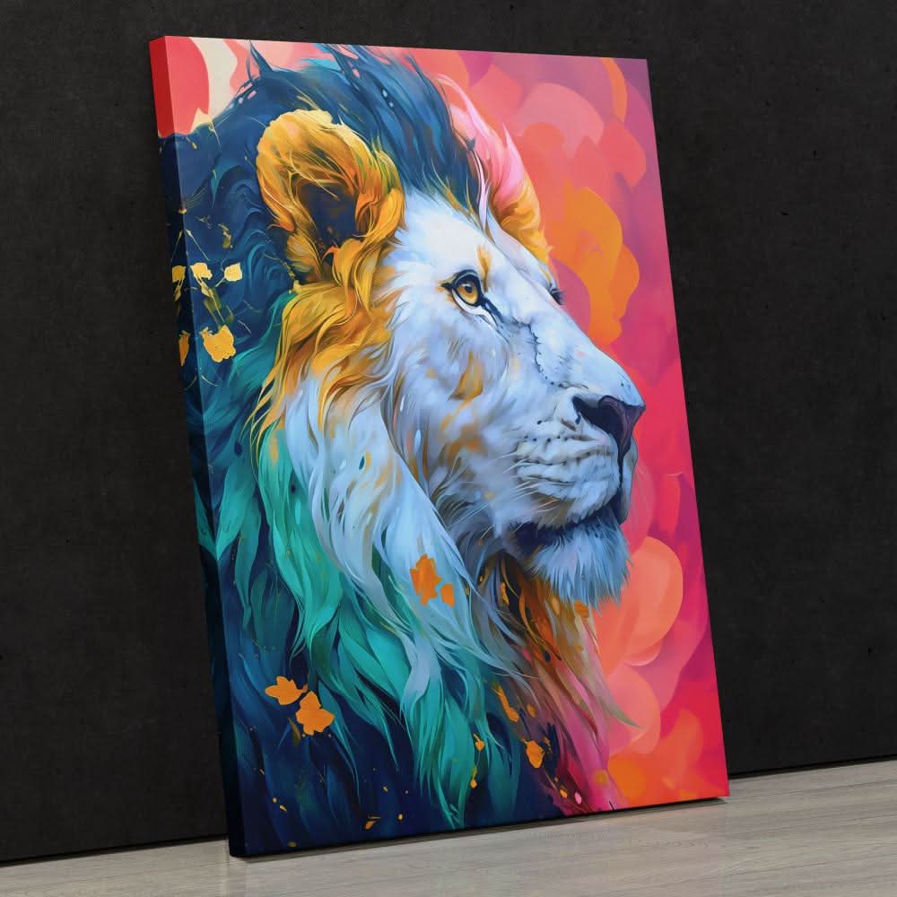 Albino Lion - Pop Art Wall Art in Black Frame