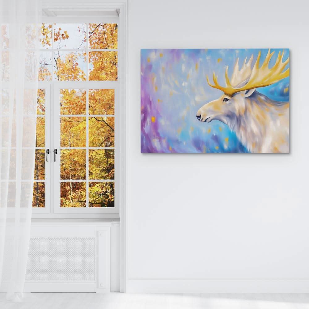 Albino Moose - Animals Wall Art in Black Frame