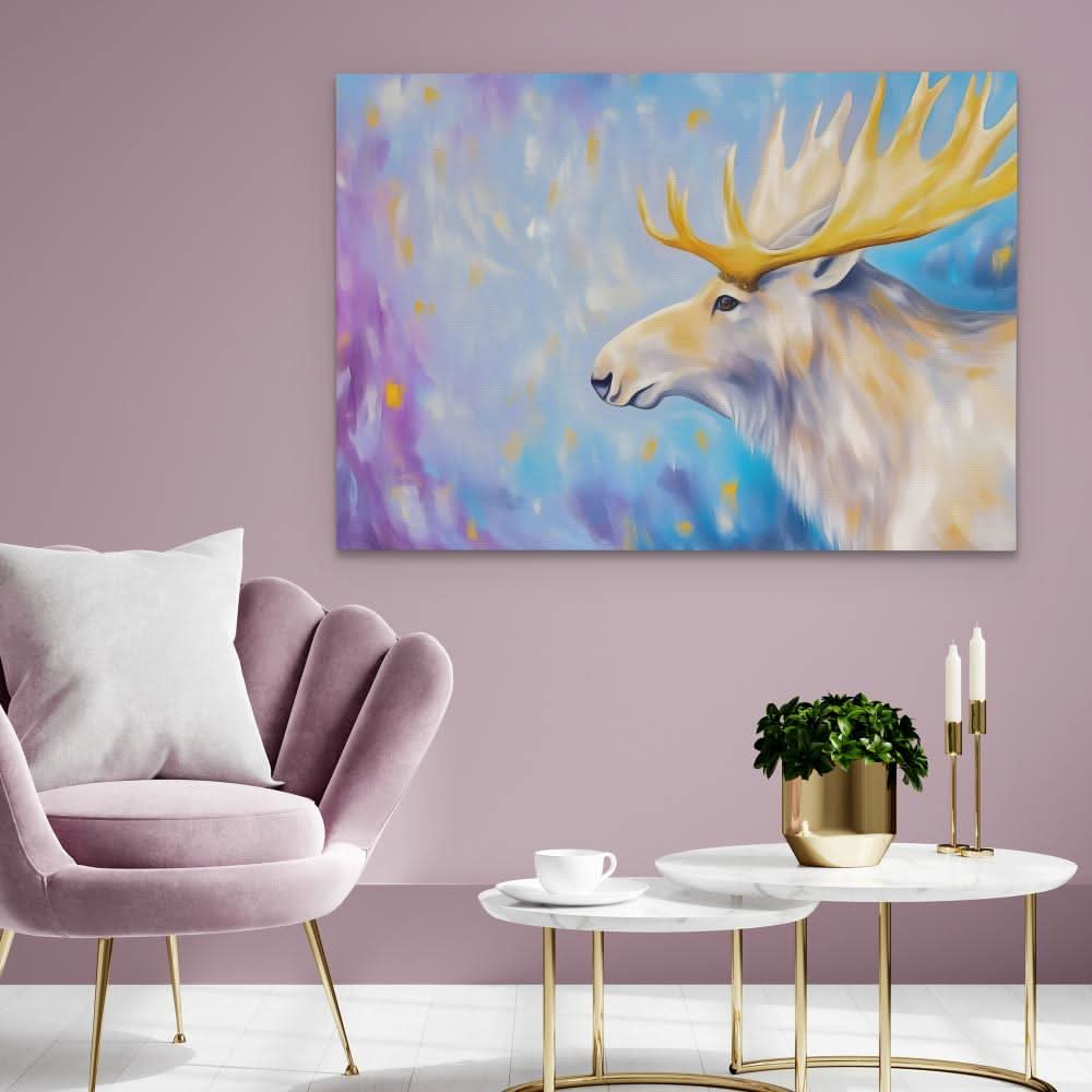 Albino Moose - Contemporary Wall Art in Black Frame