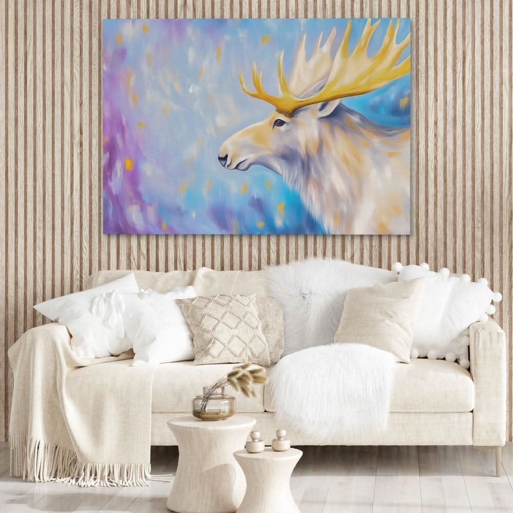 Albino Moose - Modern Colorful Canvas Wall Art