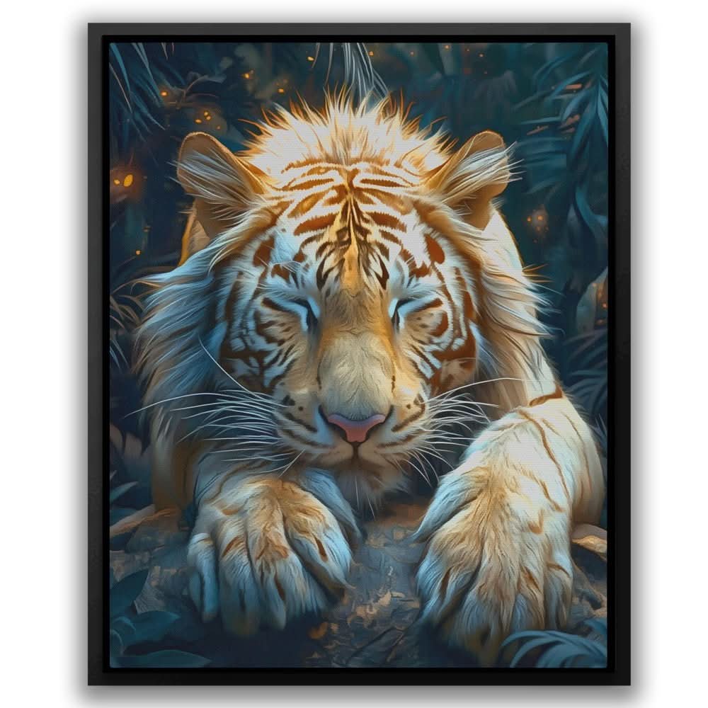 Albino Resting Tiger - Albino Art for Bedroom