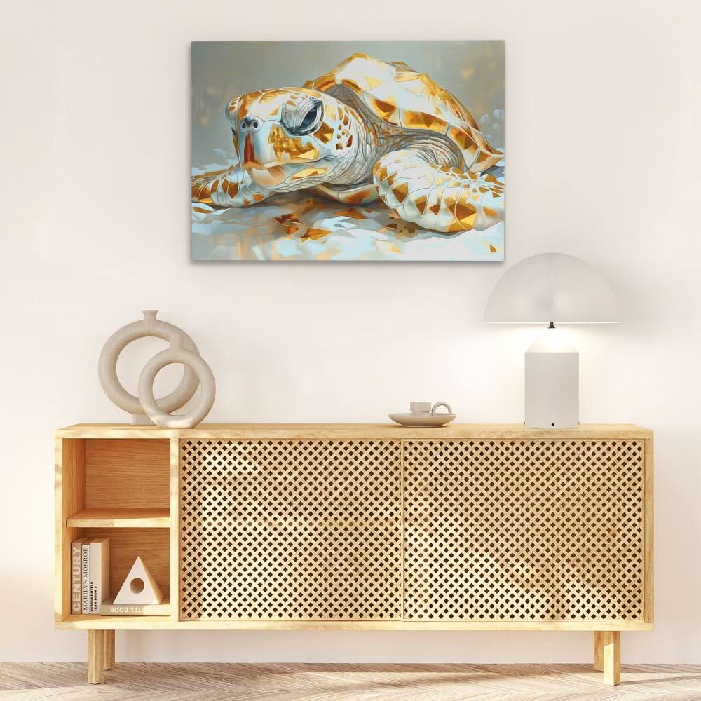 Albino Turtle - Beige Beach Canvas Print