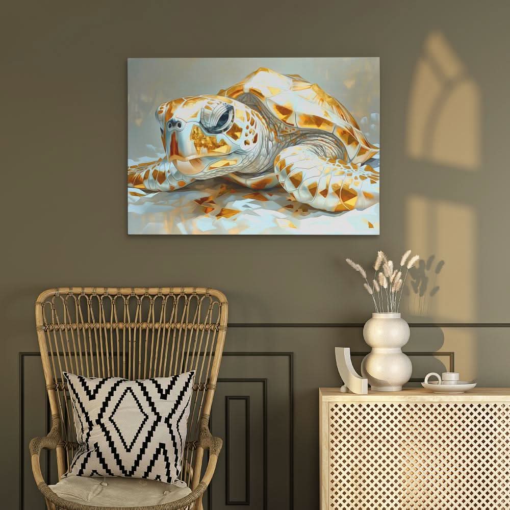 Albino Turtle - Beach Wall Art in Black Frame
