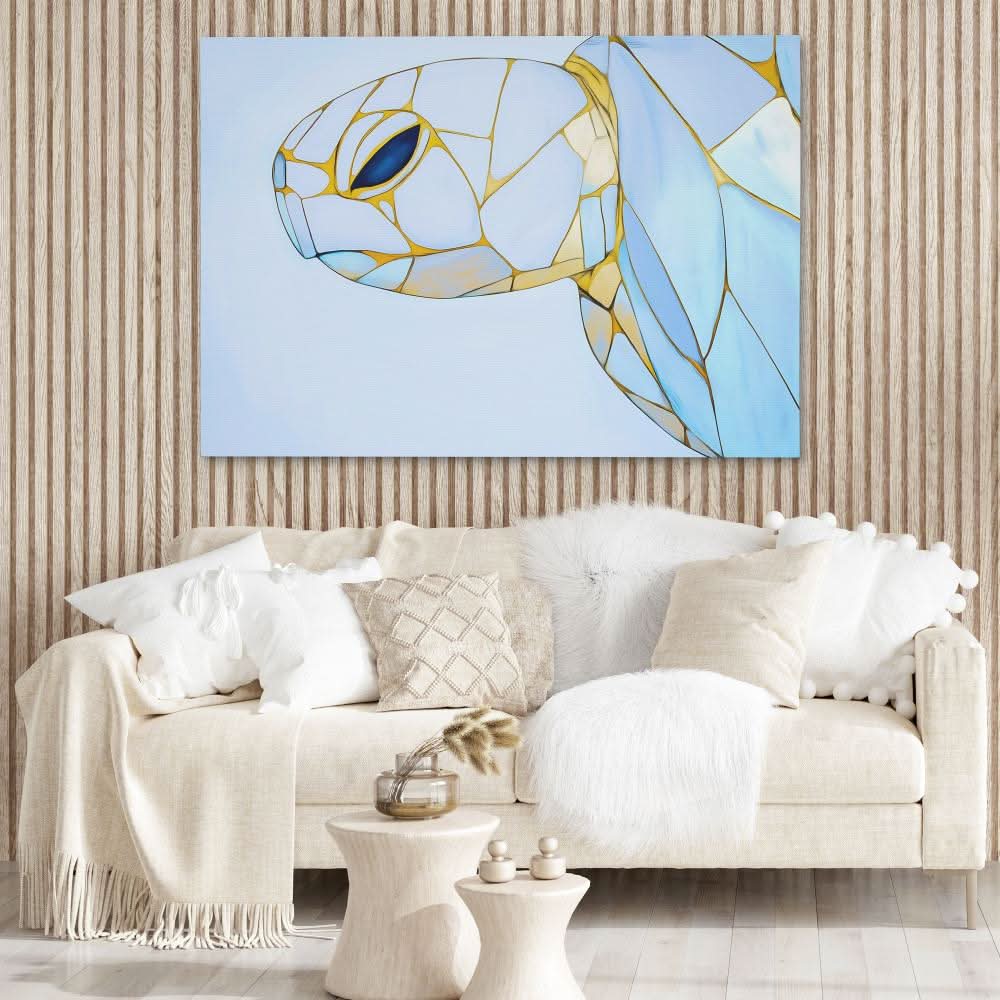 Albino Turtle Swimming - Beach Canvas Print