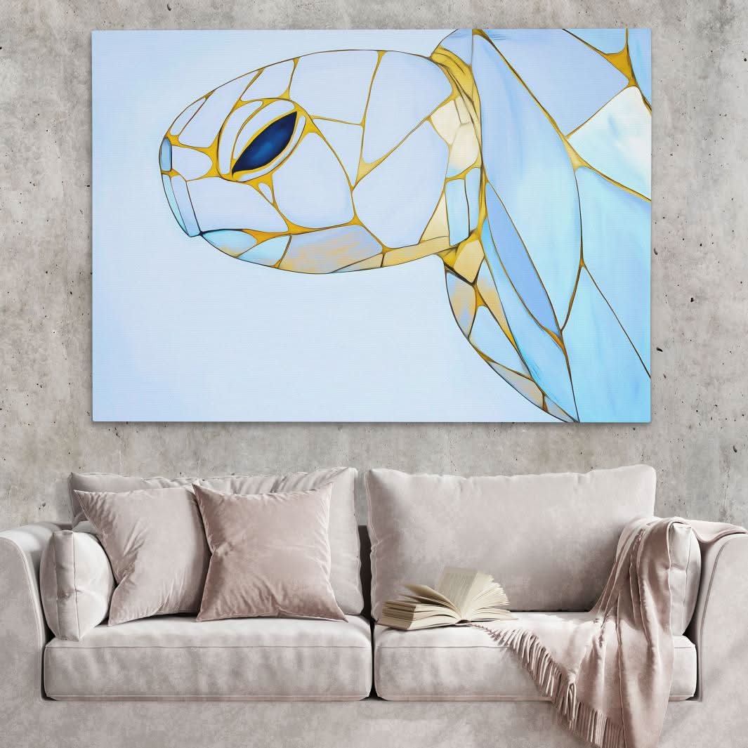 Albino Turtle Swimming - Wall Art for Bathroom