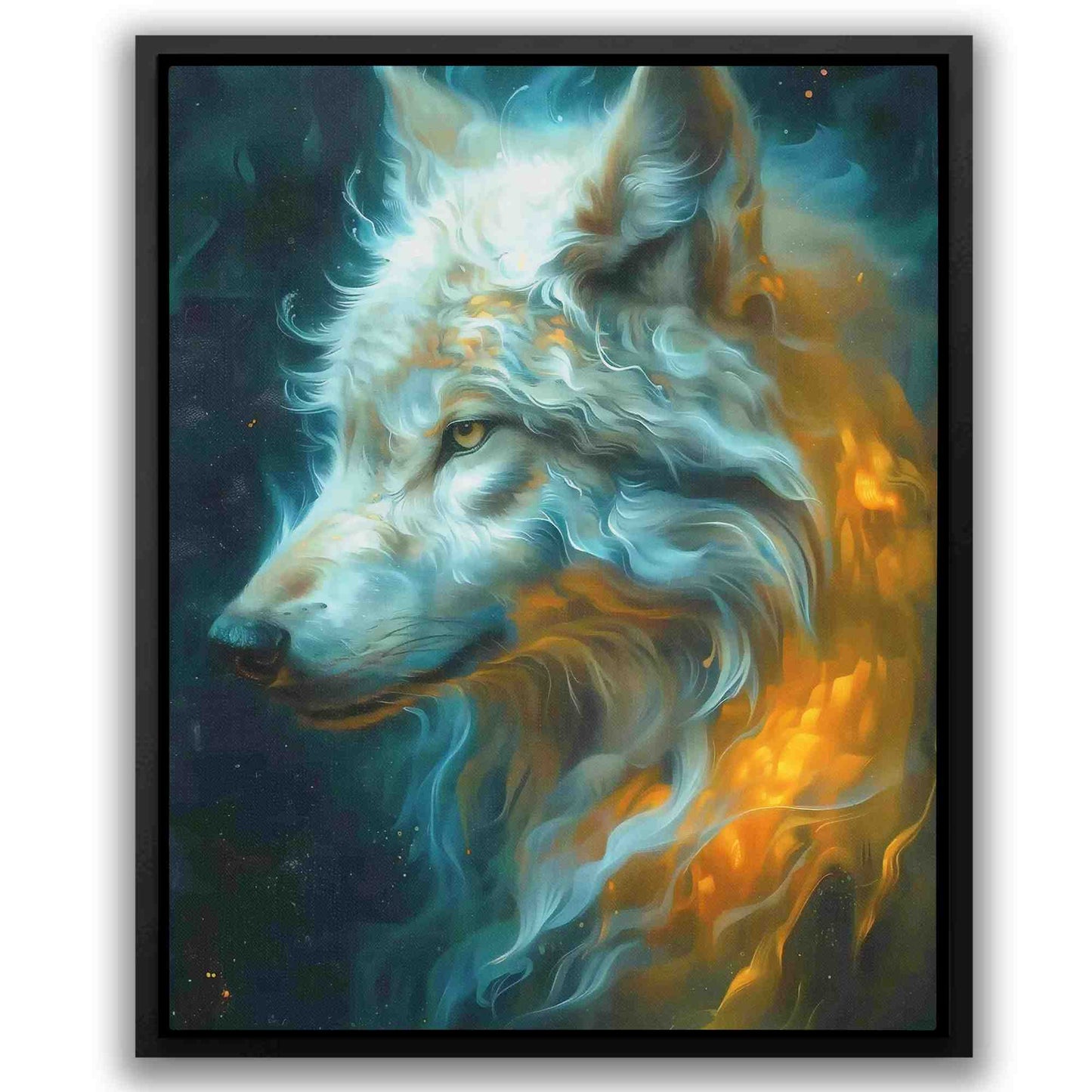 Albino Wolf - Wall Art in Black Frame