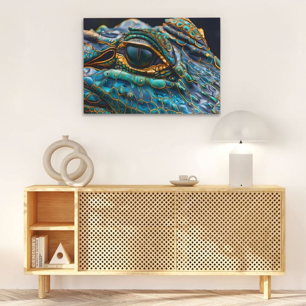 Alligator Eye - Animals Wall Art in Black Frame