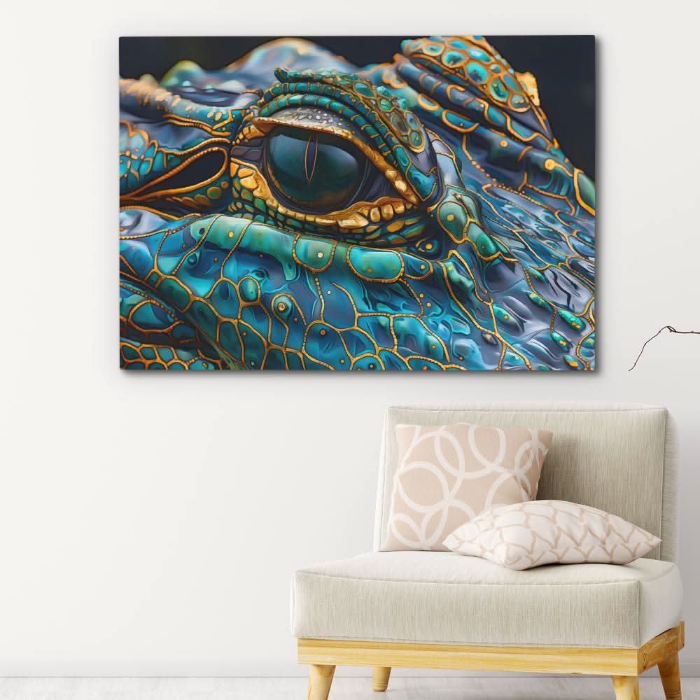 Alligator Eye - Modern Wall Art in Black Frame
