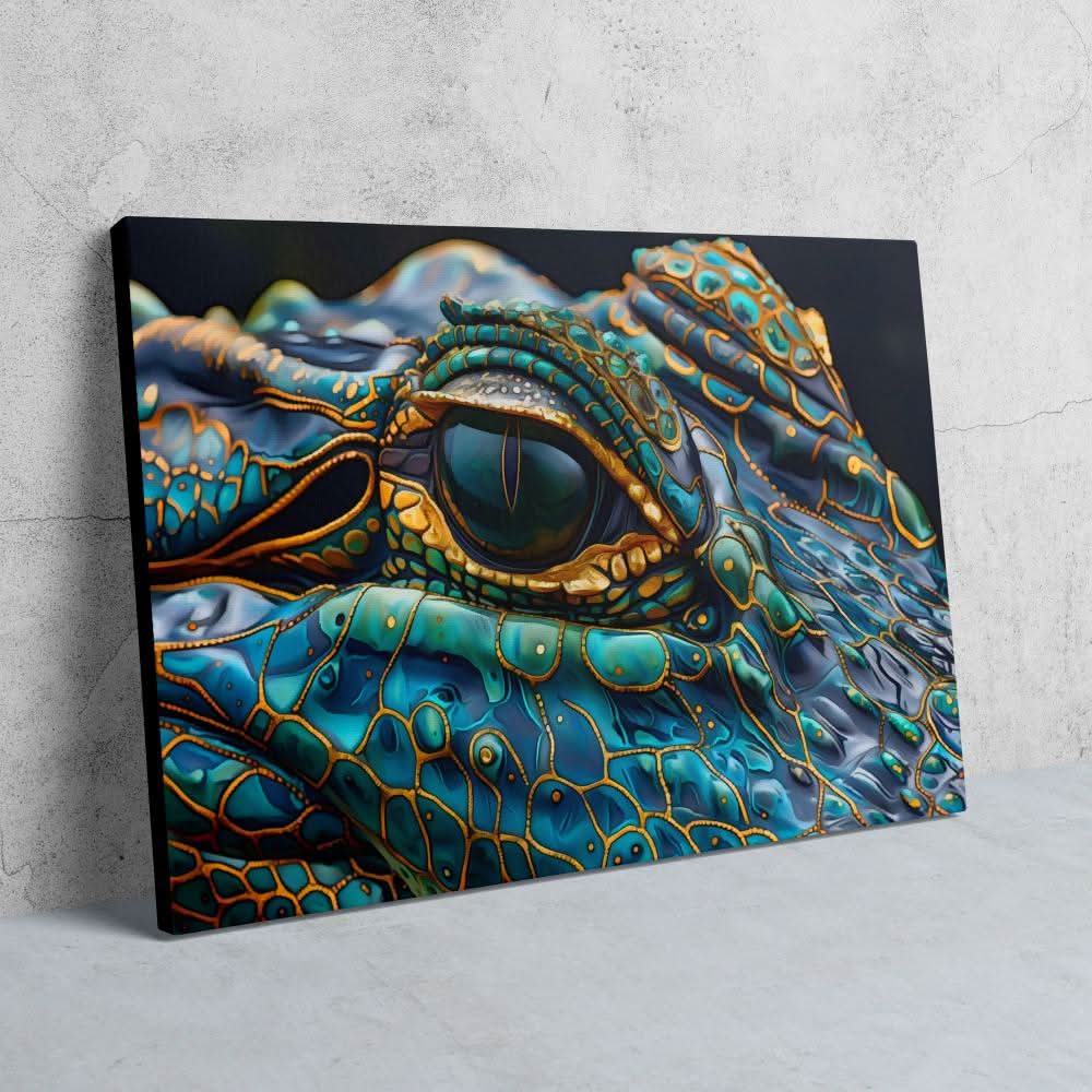 Alligator Eye - Green Animals Canvas Print