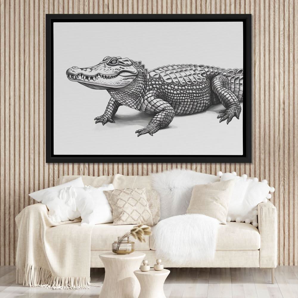 Alligator Shuffle - Animals Wall Art in Black Frame