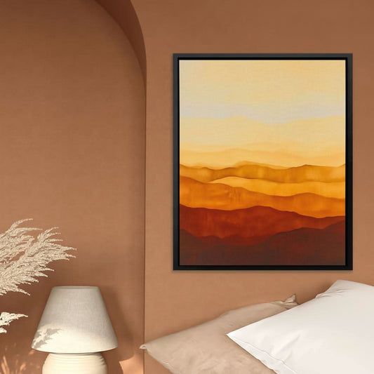 Amber Dunes - Abstract Wall Art in Black Frame