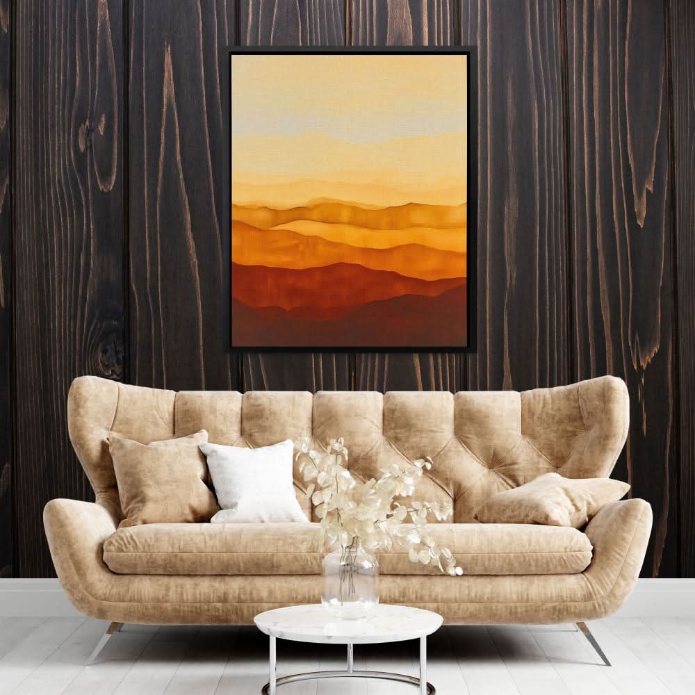 Amber Dunes - Mountain Wall Art in Black Frame